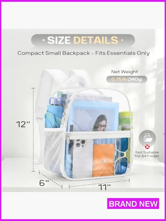 Clear Backpack Stadium Approved Waterproof Small PVC Backpack for Concerts Work